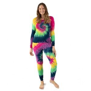 LEVERET -  Womens Two Piece Cotton Pajamas Tie Dye Sw Swirl Girls